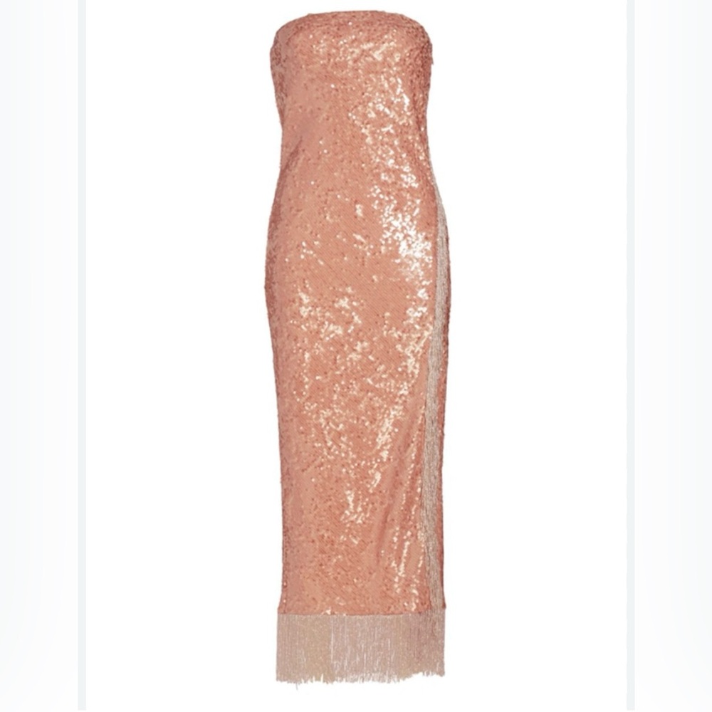 CINQ A SEPT Elegant Sequin Dress in Rose Gold